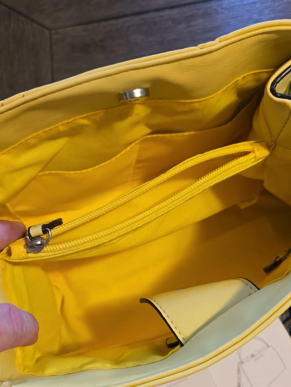 Adrienne Vittadini Bright Yellow Quilted Crossbody Bag